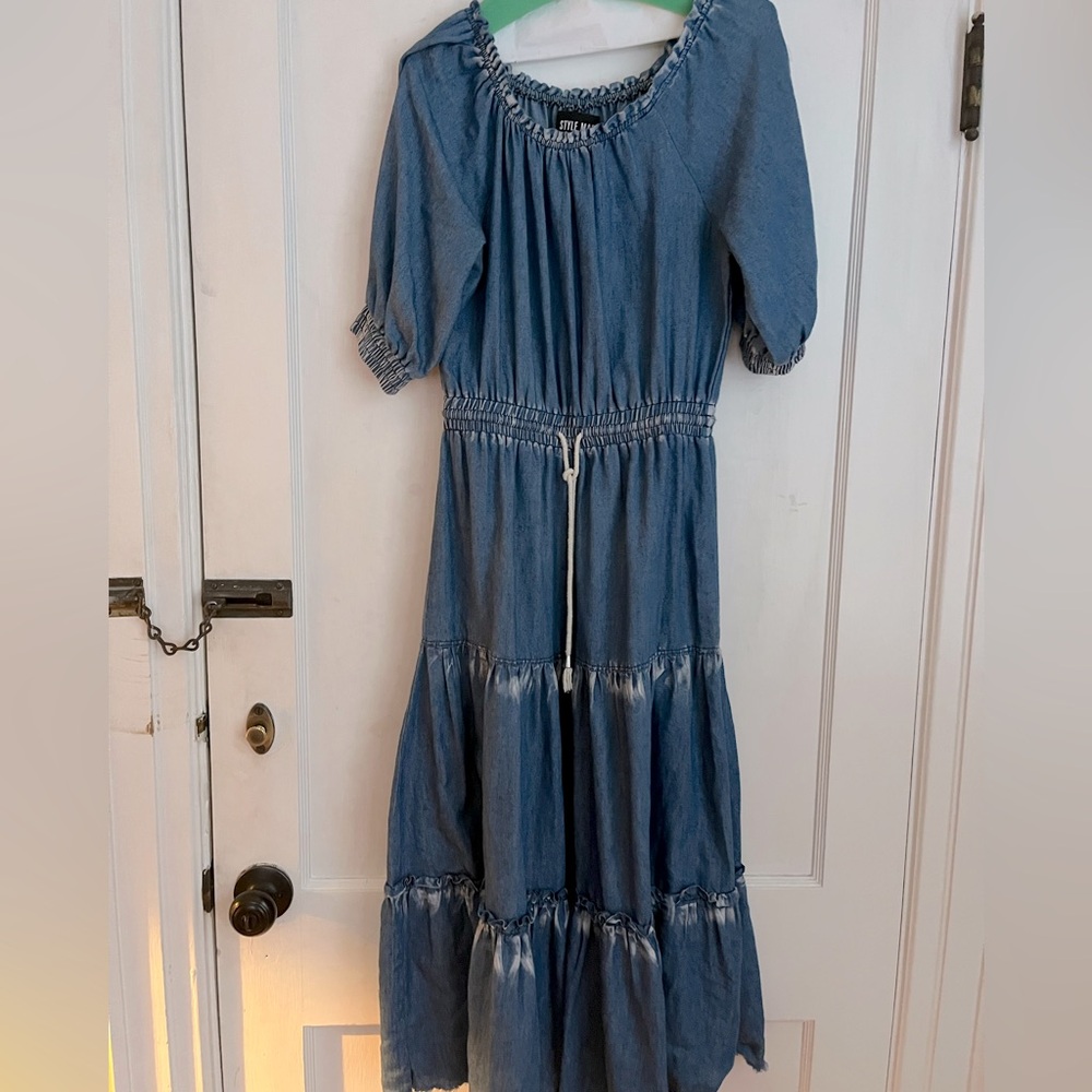 Lightweight blue denim maxi dress